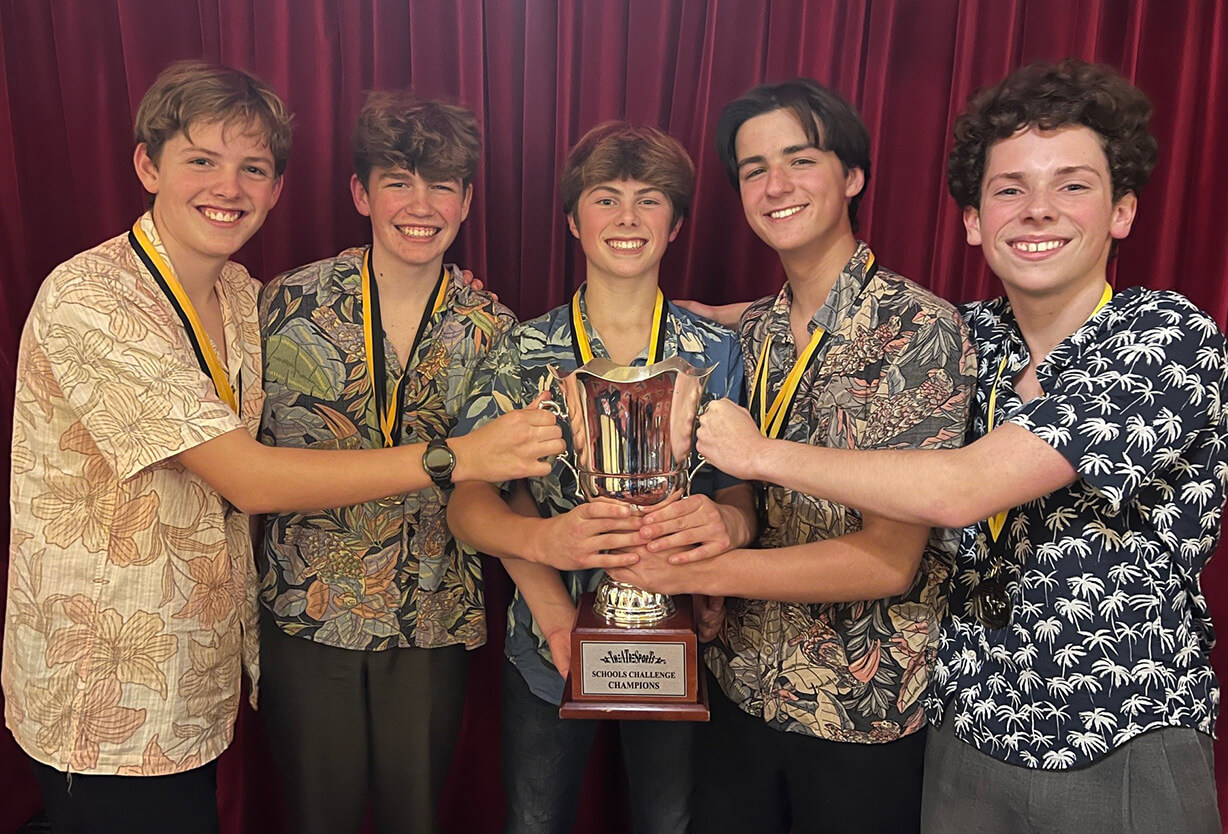 Group of Students with Trophy